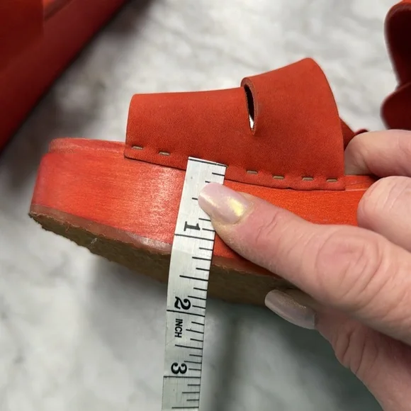 Bryr Studio Jesse Leather Platform Wooden Sandal Orange-Red Size 39/9 - Picture 10 of 12